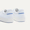 Close up of the heel of The RS02 Sneaker in Bright White, with the padded ankle collar and Rothy's signature blue halo.