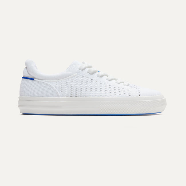 The RS02 Sneaker in Bright White shown from the side.