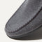 The toe and vamp of The Slipper in Mountain Grey, in diagonal view.