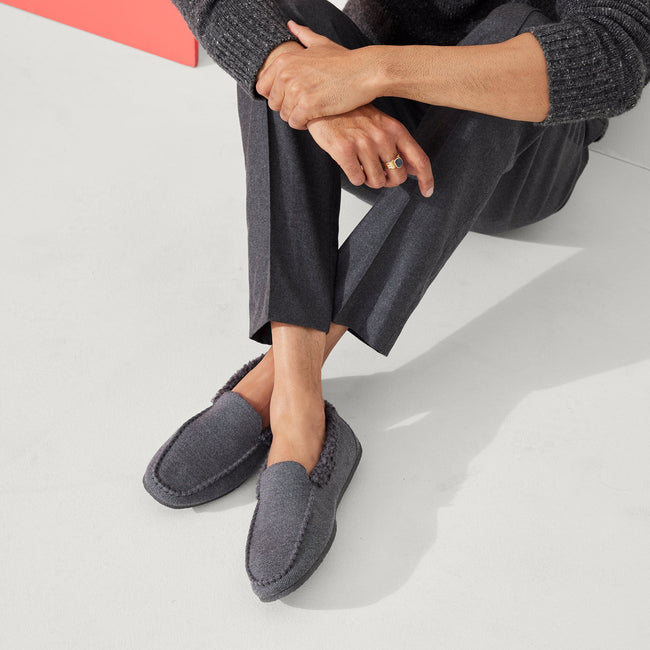 hover | Model wearing The Slipper in Mountain Grey.
