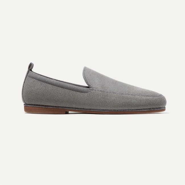 The Ravello Loafer in Fog Grey shown from the side.