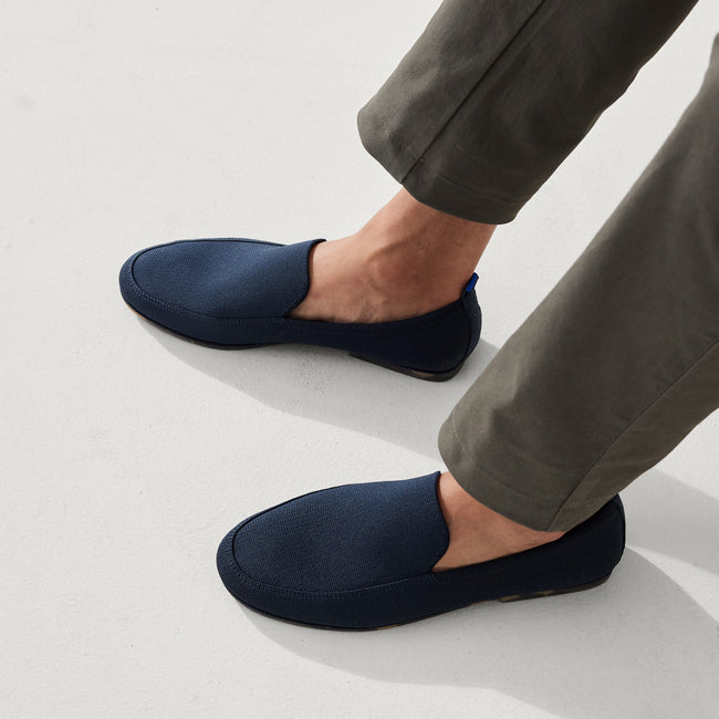 Model wearing The Ravello Loafer in Navy.