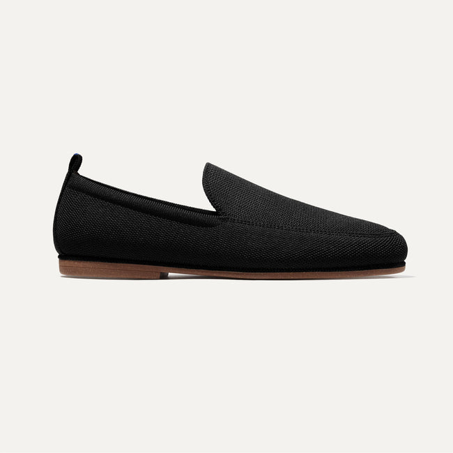 The Ravello Loafer in Stone Black shown from the side. 