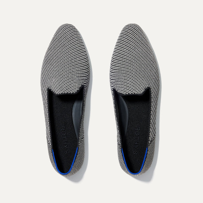The Almond Loafer in Black Twill shown from the top. 