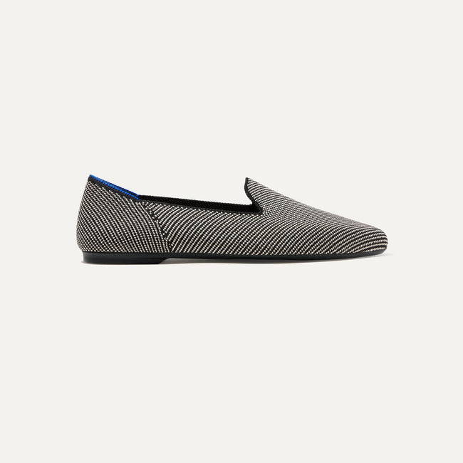 The Almond Loafer in Black Twill shown from the side. 