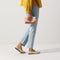 Alternate view of a model wearing The Almond Loafer in Chai Twill.