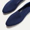 Close up of the toe and vamp of The Almond Loafer in Deep Navy. 