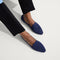 hover | Model wearing The Almond Loafer in Deep Navy. 