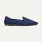 The Almond Loafer in Deep Navy shown from the side. 