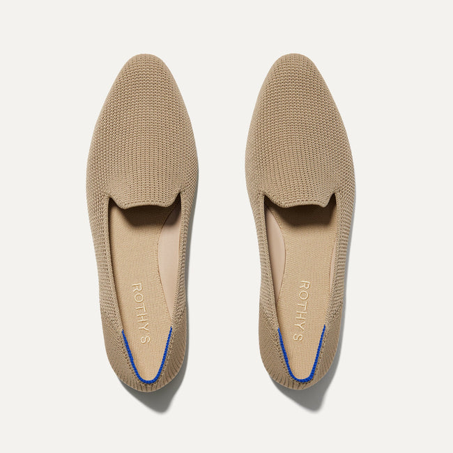The Almond Loafer in Khaki shown from the top.