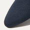 Close up of the toe and vamp of The Almond Loafer in Navy Twill. 
