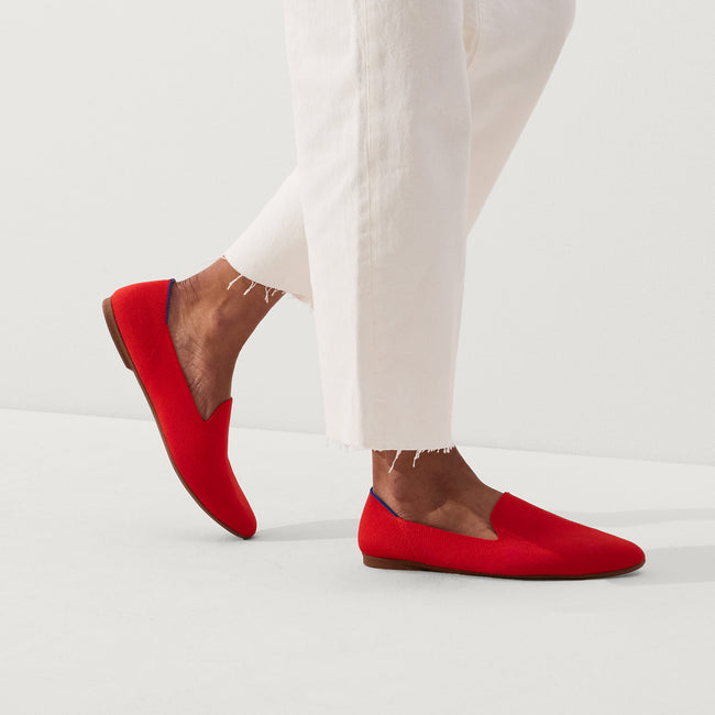 hover | Model wearing The Almond Loafer in Poppy.