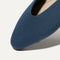 Close up of the almond toe of The Almond Demi in Navy, shown in diagonal view. 