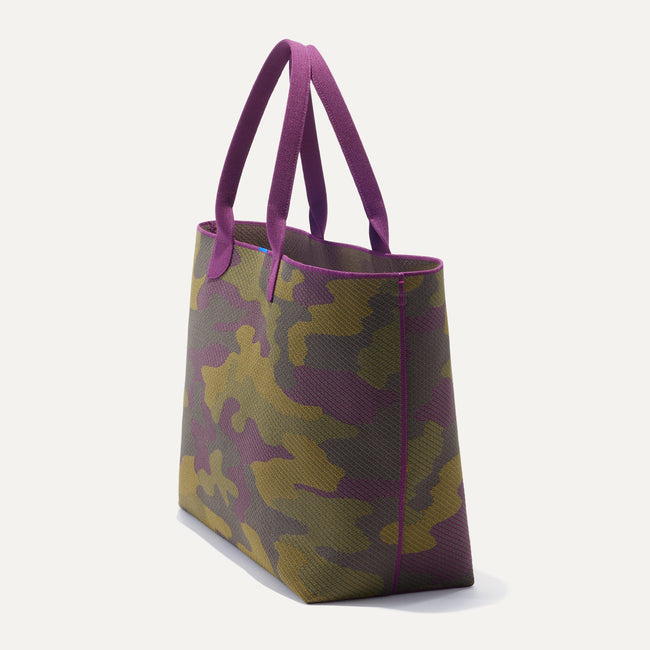 The Lightweight Mega Tote in Legacy Camo, shown from the side.