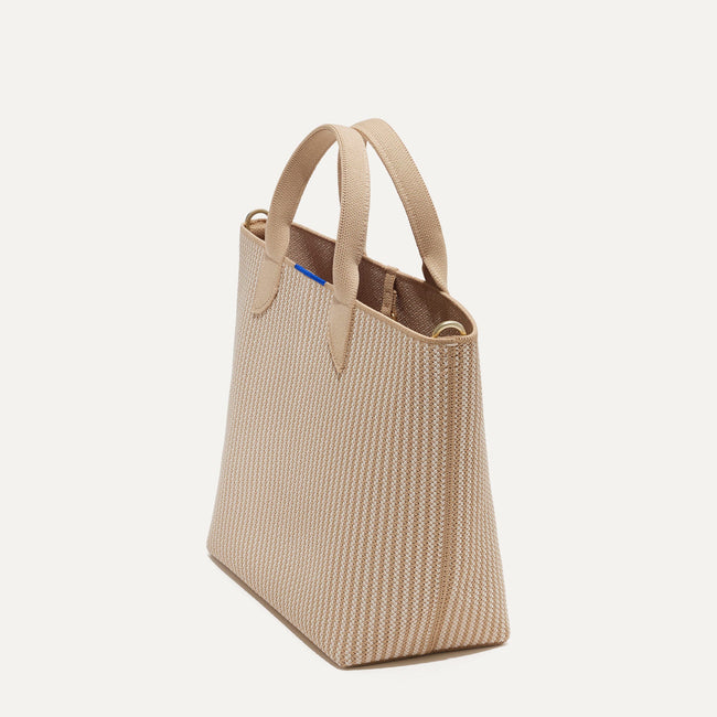 The Lightweight Petite Tote in Brown Sugar, shown from the side.