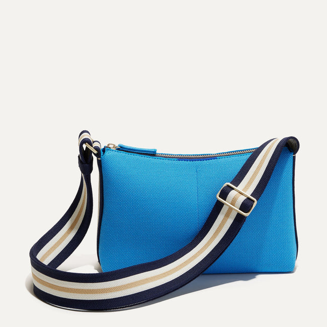 The Casual Crossbody in Cerulean Sky, shown from the front.