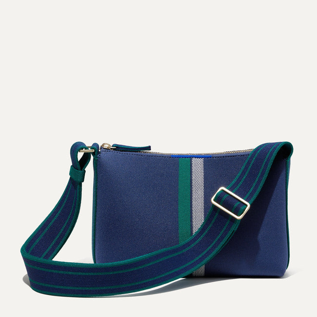 The Casual Crossbody in Ivy Stripe, shown from the front.