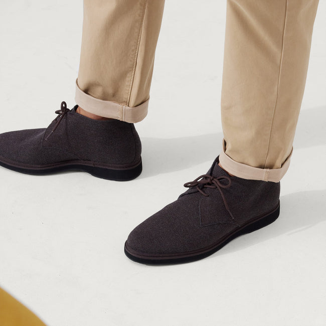 hover | Model wearing The Chukka Boot in Umber.