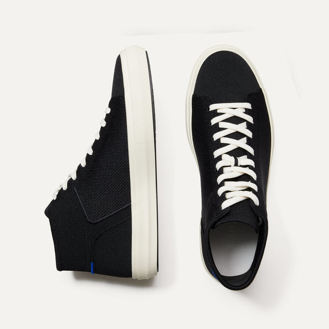 The High Top Sneaker in Black shown from the top.