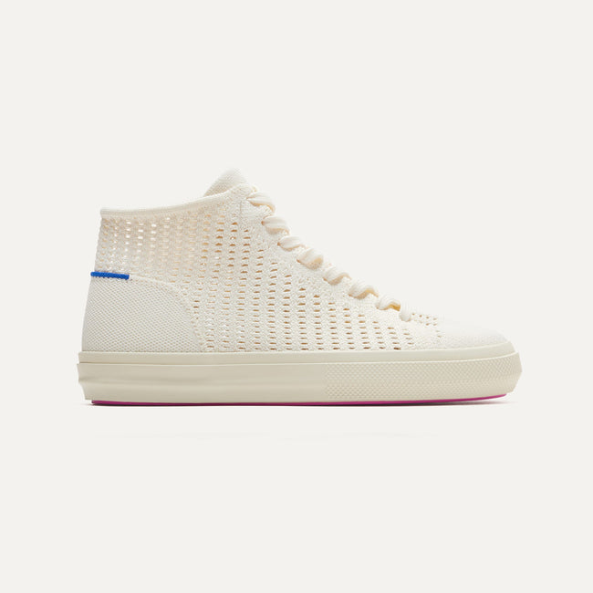 The High Top Sneaker in Courtside White shown from the side.