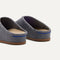 Close up of the heel of The Casual Clog in Mountain Grey, with Rothy's signature blue halo.
