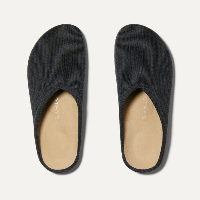 The Casual Clog in Soft Black shown from the top. 