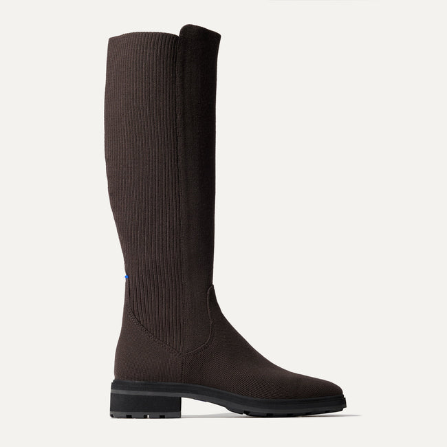 The Tall Lug Boot in Truffle Brown shown from the side.