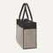 The Classic Tote in Black Herringbone, shown from the side.