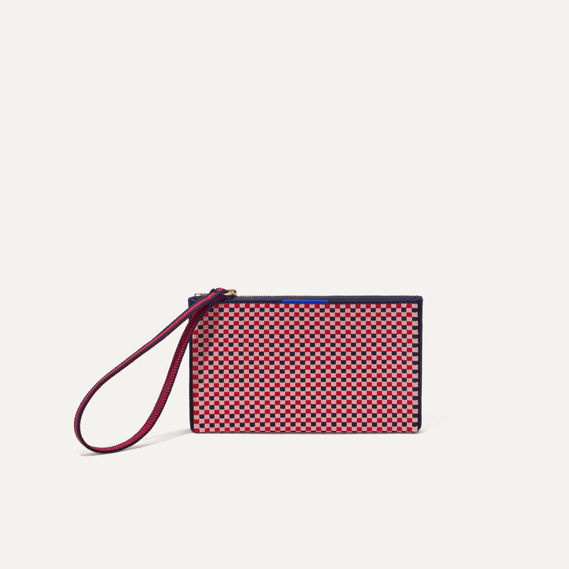 PLP |The Wallet Wristlet in Confetti Micro Check, shown from the front.