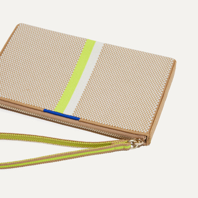 A closeup of The Wallet Wristlet in Spring Colorblock, focusing on the wrist strap.