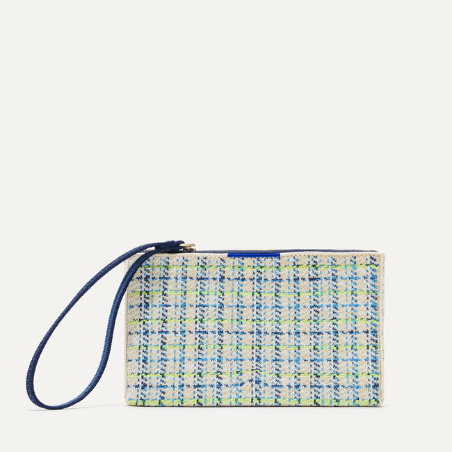 The Wallet Wristlet in Spring Tweed, shown from the front.