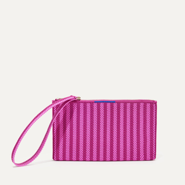 The Wallet Wristlet in Tulip Pink Colorblock, shown from the front.