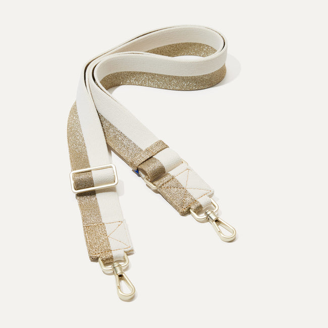 The Crossbody Strap in Gold and White.