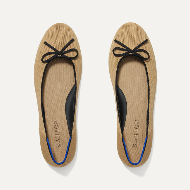 The Ballet Flat in Beige and Black shown from the top.