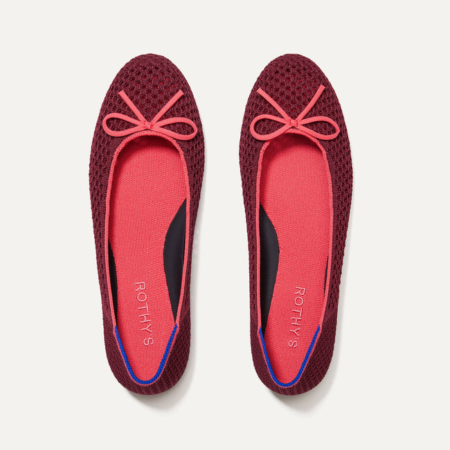 The Ballet Flat in Berry Mesh shown from the top. 