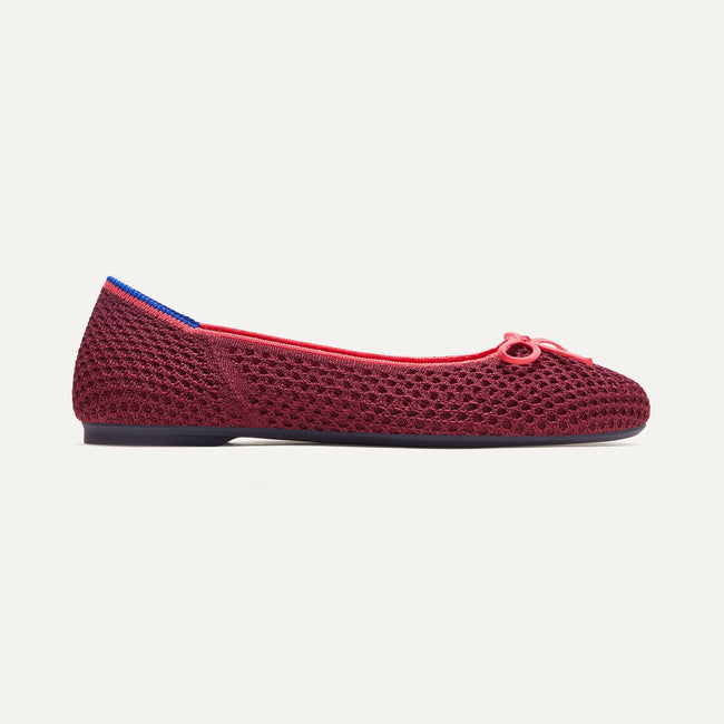 The Ballet Flat in Berry Mesh shown from the side. 