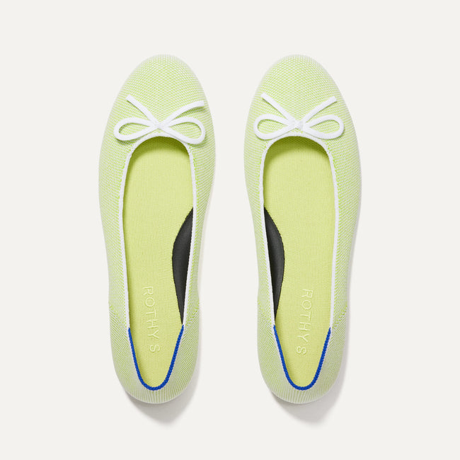 The Ballet Flat in Chartreuse shown from the top. 