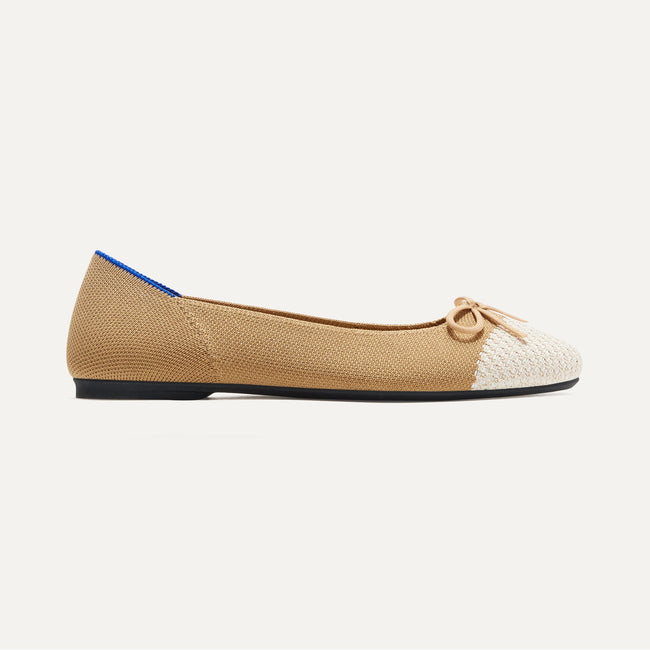 The Ballet Flat in Pearl shown from the side.