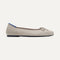The Ballet Flat in Platinum Metallic shown from the side. 