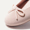 Close up of the rounded toe and bow detail of The Ballet Flat in Ballerina. 