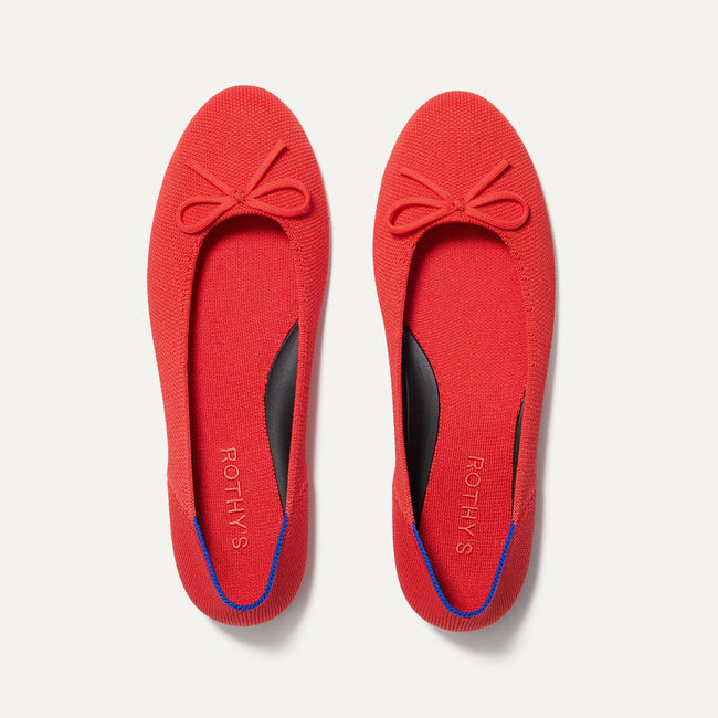 The Ballet Flat in Glamour Red shown from the top. 