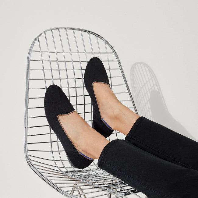 hover | Model wearing The Lounge Loafer in Black.