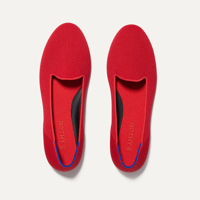 The Lounge Loafer in Bombshell Red shown from the top.