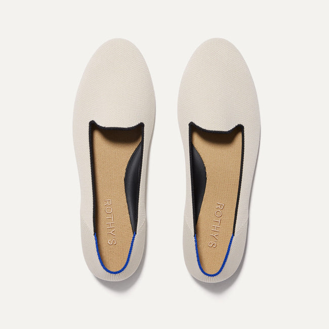 The Lounge Loafer in Vanilla shown from the top.