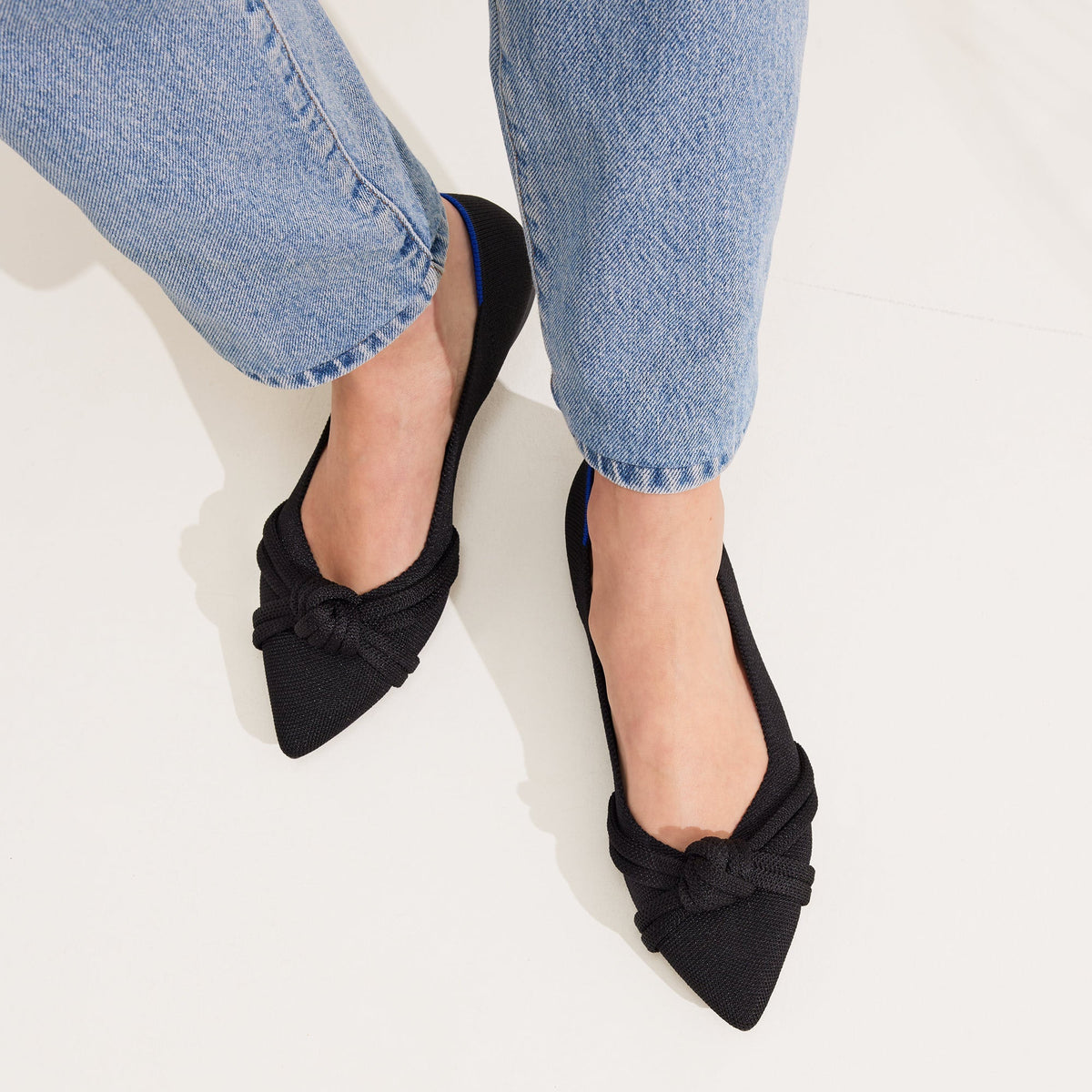 Knot Pointed Toe Flat in Black | Rothy's