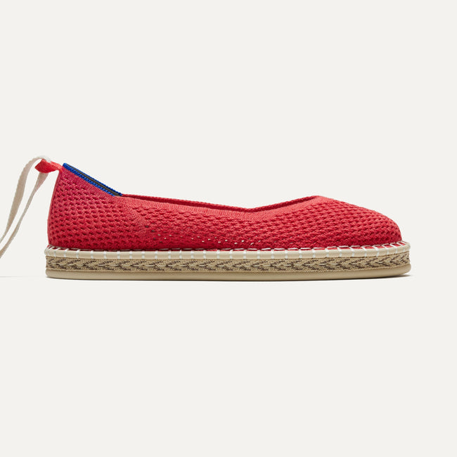 The Espadrille in Red Hot, shown from the side. 