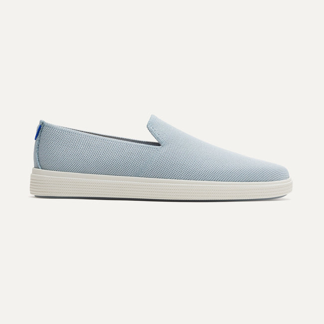 The Ravello Slip On Sneaker in Coastal Blue shown from the side. 
