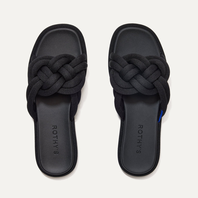 The Summer Sandal in Black shown from the top.