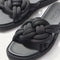 Close up of the vamp of The Summer Sandal in Black. 