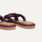 Close up of the heel of The Summer Sandal in Blackberry. 
